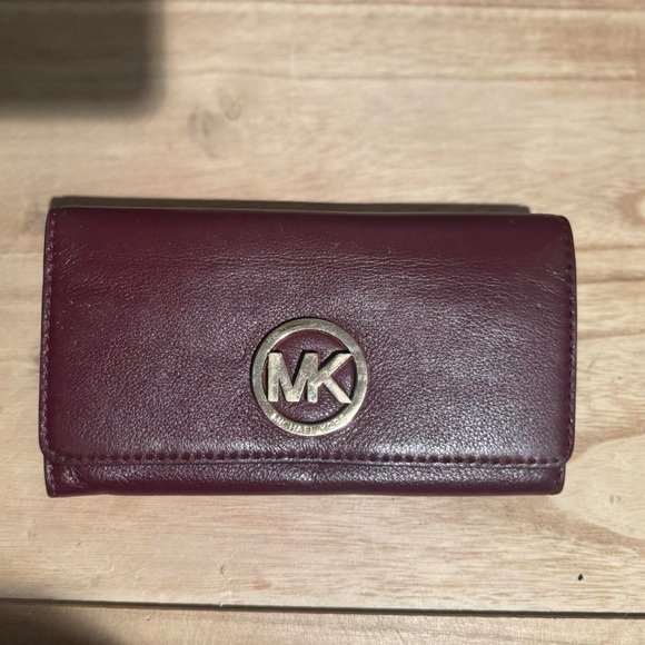 Michael Kors Dark Red Leather Wallet - Picture 1 of 3